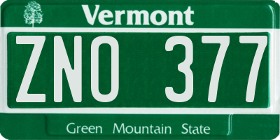 VT license plate ZNO377