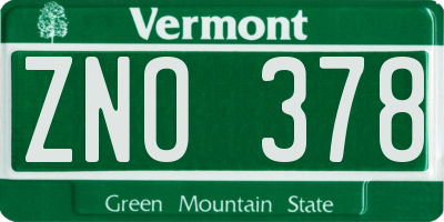 VT license plate ZNO378
