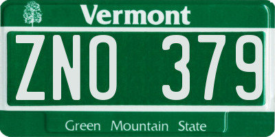 VT license plate ZNO379