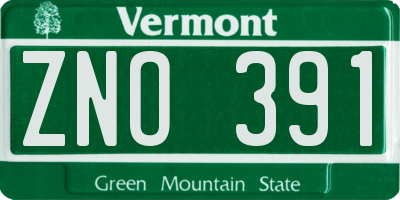 VT license plate ZNO391