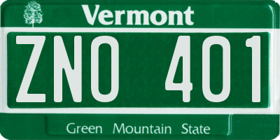 VT license plate ZNO401