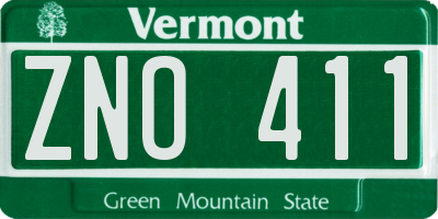 VT license plate ZNO411