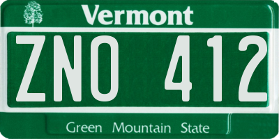 VT license plate ZNO412