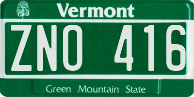 VT license plate ZNO416