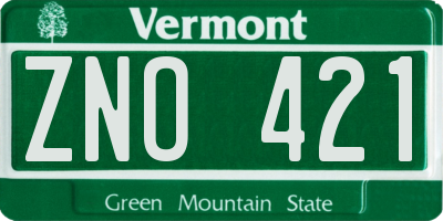 VT license plate ZNO421