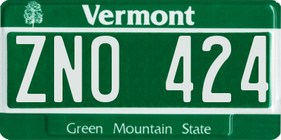 VT license plate ZNO424