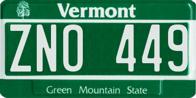 VT license plate ZNO449