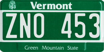 VT license plate ZNO453