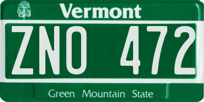 VT license plate ZNO472