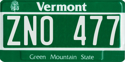VT license plate ZNO477