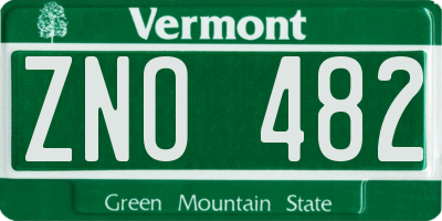 VT license plate ZNO482