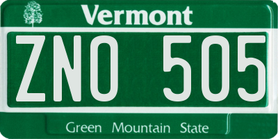 VT license plate ZNO505