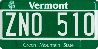 VT license plate ZNO510