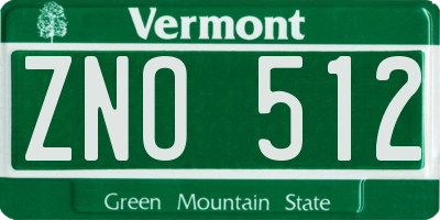 VT license plate ZNO512