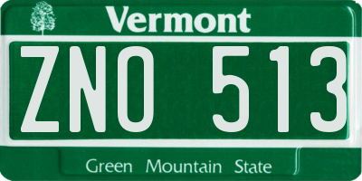 VT license plate ZNO513