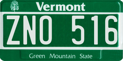 VT license plate ZNO516