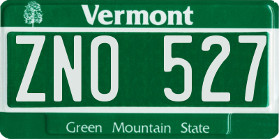 VT license plate ZNO527