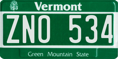 VT license plate ZNO534