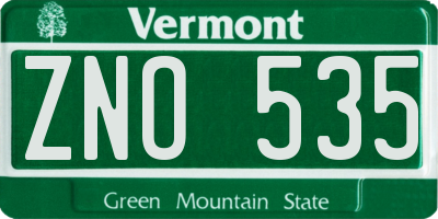 VT license plate ZNO535