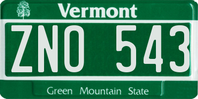 VT license plate ZNO543
