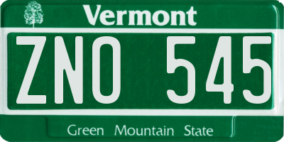 VT license plate ZNO545