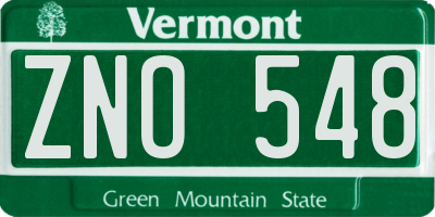 VT license plate ZNO548