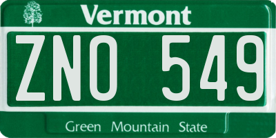 VT license plate ZNO549