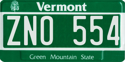 VT license plate ZNO554