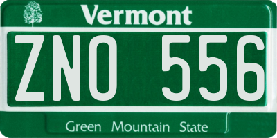 VT license plate ZNO556