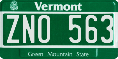 VT license plate ZNO563