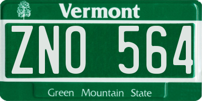 VT license plate ZNO564