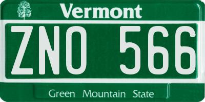 VT license plate ZNO566
