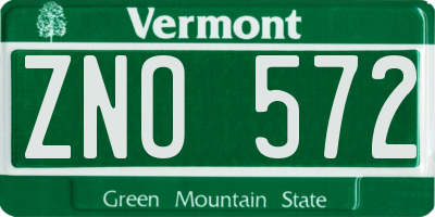 VT license plate ZNO572