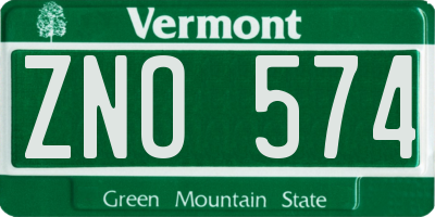 VT license plate ZNO574