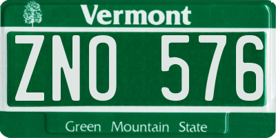 VT license plate ZNO576