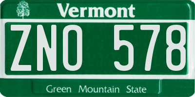 VT license plate ZNO578