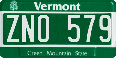 VT license plate ZNO579
