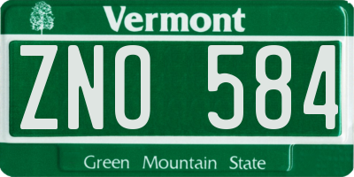 VT license plate ZNO584
