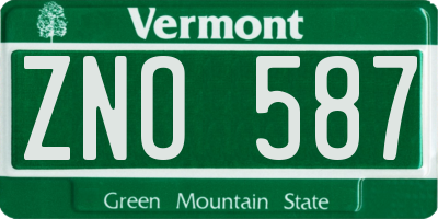 VT license plate ZNO587