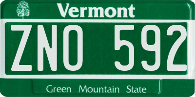 VT license plate ZNO592