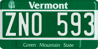 VT license plate ZNO593