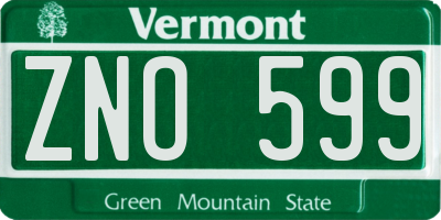 VT license plate ZNO599