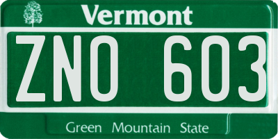 VT license plate ZNO603