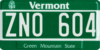 VT license plate ZNO604