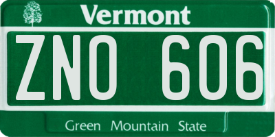 VT license plate ZNO606