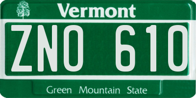VT license plate ZNO610