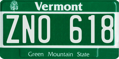 VT license plate ZNO618