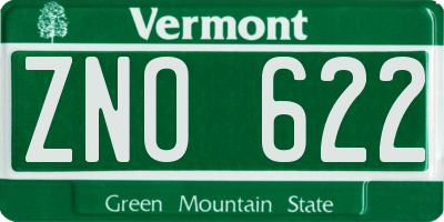 VT license plate ZNO622