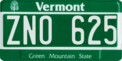 VT license plate ZNO625