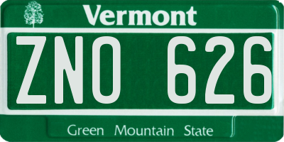 VT license plate ZNO626